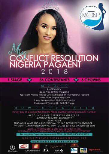 Sponsored post: Miss Conflict Resolution Nigeria Pageant