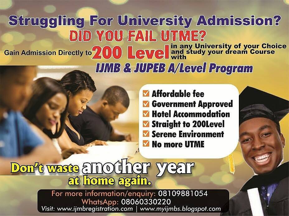 Gain Admission Directly To 200 Level Via IJMB Into Any University WITHOUT jamb