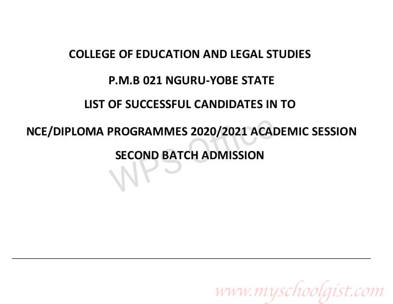 College of Education and Legal Studies Admission List - 2nd batch