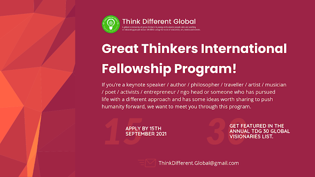 Think Different Global Great Thinkers International Fellowship 2021